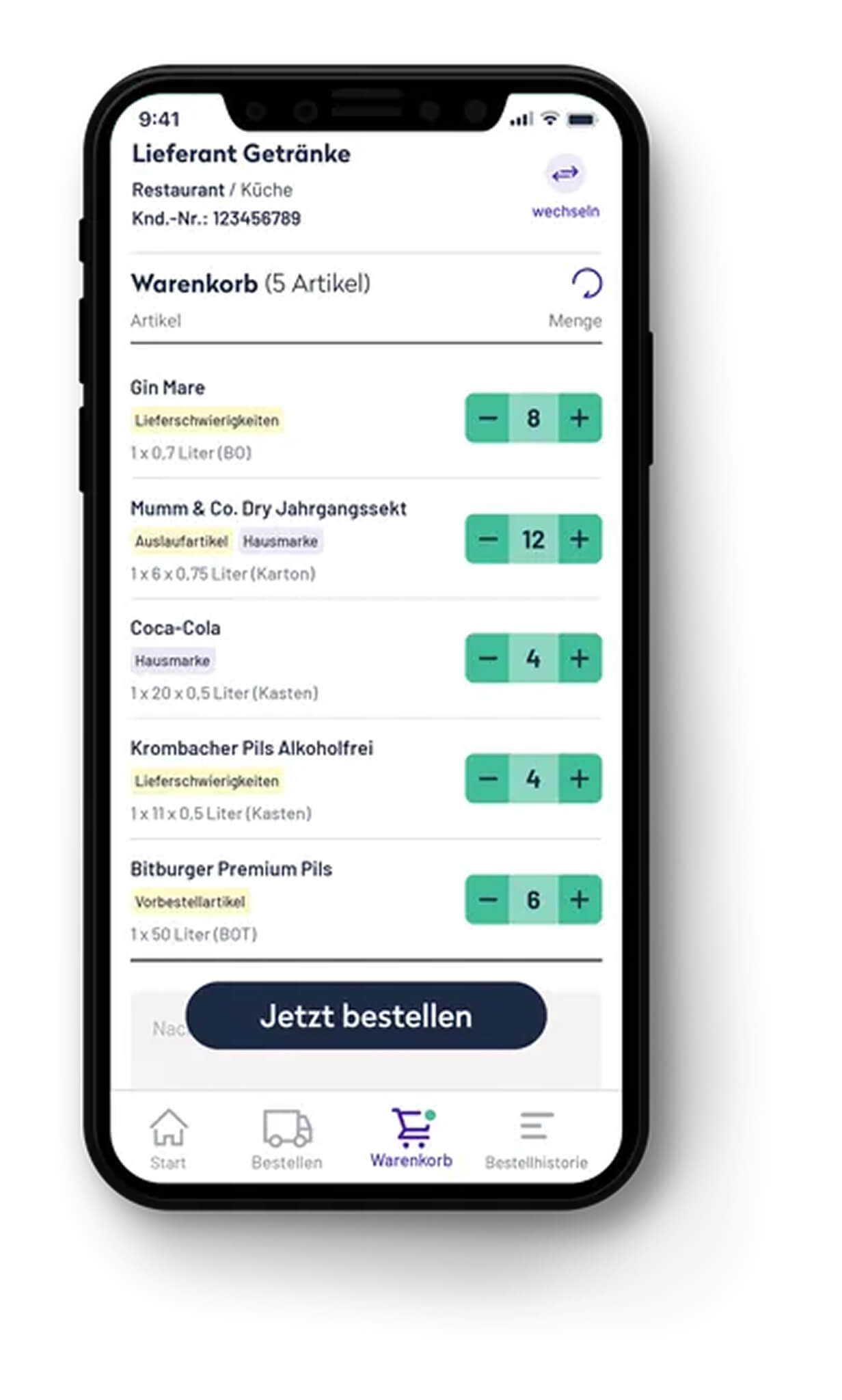 kollex-app-warenkorb-bestelluebersicht-getraenke-michel